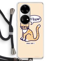 Miauw: Huawei P50 Pro Transparant Hoesje met koord Miauw: Huawei P50 Pro Transparant Hoesje met koord