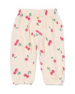 HEMA Newborn Broek Mousseline Kersen Ecru (ecru)