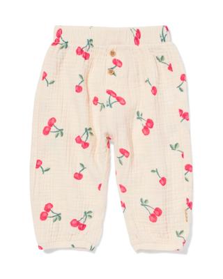 HEMA Newborn Broek Mousseline Kersen Ecru (ecru)