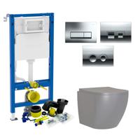 Geberit UP100 Toiletset Compleet | Inbouwreservoir | Grijs Mudo Randloos | Drukplaat Design Geberit UP100 Toiletset Compleet | Inbouwreservoir | Grijs Mudo Randloos | Drukplaat Design