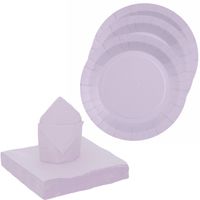 Santex 10x taart/gebak bordjes/20x servetten - lila paars - Feestbordjes