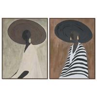 Schilderij Home ESPRIT Wit Bruin Hoed Modern 90 x 4 x 120 cm (2 Stuks)