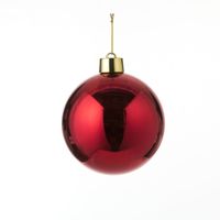 1x Grote kunststof decoratie kerstbal rood 20 cm   -