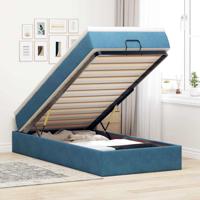 Ottoman bed met matras 100x200 cm fluweel donkerblauw