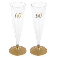 Verjaardag feest champagneglazen - leeftijd - 24x - 60 jaar - goud - kunststof