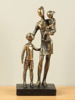 Brons look beeldje Moeder met 2 kinderen, 27 cm
