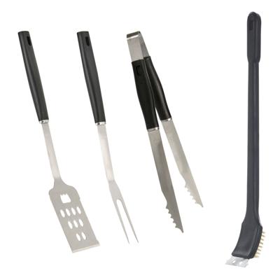 BBQ / barbecue gereedschap set - RVS - 4-delig - inclusief schoonmaakborstel- Tang - Vork - Spatel BBQ / barbecue gereedschap set - RVS - 4-delig - inclusief schoonmaakborstel- Tang - Vork - Spatel