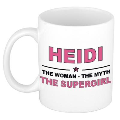 Heidi cadeau mok - Woman Myth Supergirl - naam koffiemok - 300 ml - collega - moederdag