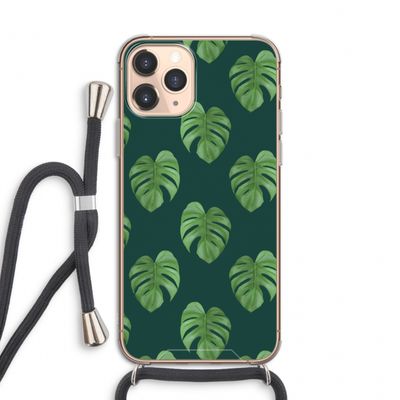 Monstera leaves: iPhone 11 Pro Transparant Hoesje met koord
