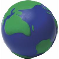 Anti-stress bal - wereldbol - 6,5 cm - PU schuim - knijp stressbal