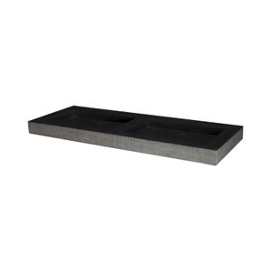 Wastafel Forzalaqua Oslo Hardsteen Gefrijnd 2 Kraangaten Antraciet 140,5x51,5x9 cm