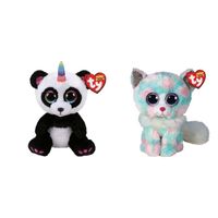 Ty - Knuffel - Beanie Boo's - Paris Panda & Opal Cat