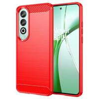 OnePlus Nord CE4 Geborsteld TPU Hoesje - Koolstofvezel - Rood