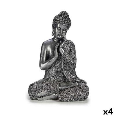 Decoratieve figuren Gift Decor XS19702-B XS19702-B Zilverkleurig Zilver Boeddha Zittend 22 x 33 x 18 cm (4 Stuks)
