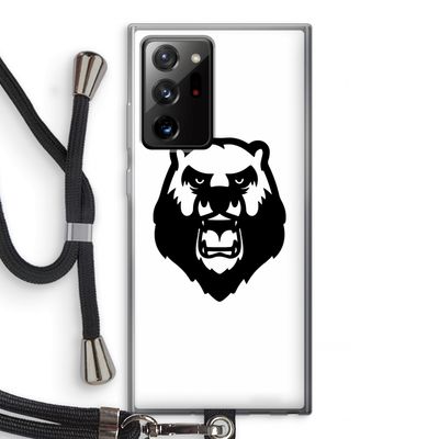 Angry Bear (white): Samsung Galaxy Note 20 Ultra / Note 20 Ultra 5G Transparant Hoesje met koord