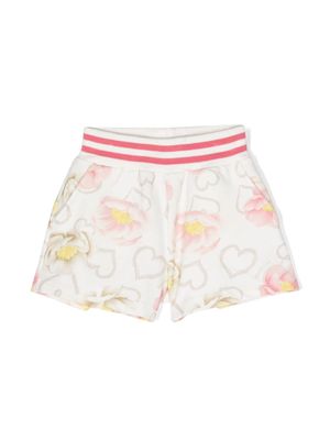 Monnalisa short élastiqué à fleurs - Blanc