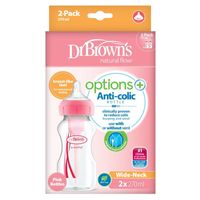 Dr Brown&apos;s Options+ brede halsfles 270ml roze (2 st)