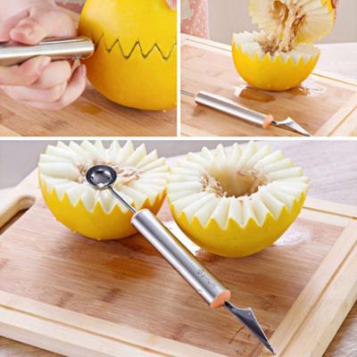 Multifunctionele 2 in 1 meloen Baller Scoop lepel met Fruit Vleesmes salades Desserts Scooper willekeurige kleur levering