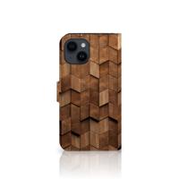 Book Style Case voor iPhone 15 Wooden Cubes