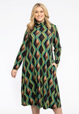 Yoek Lange jurk met col GATSBY strass | Bruin | Maat 58/60
