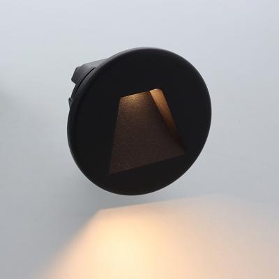 Vince LED IP65 wand trapverlichting CCT 3Watt rond ZWART doorlusbaar voor WCD inbouwdoos