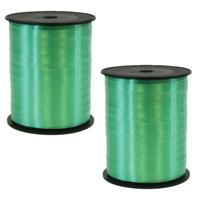 Cadeaulint - 2x rollen - groen - 5 mm x 500 meter - sierlint - kadolint - linten