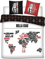 La Casa De Papel Dekbedovertrek bella ciao - Katoen - zwart/wit/rood - thumbnail
