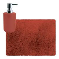 MSV badkamer droogloop tapijt - Langharig - 50 x 70 cm - incl zeeppompje zelfde kleur - terracotta - Badmatjes - thumbnail
