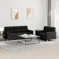 2-delige Loungeset met kussens stof zwart
