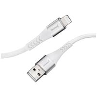 Intenso 7902102 USB-kabel USB 2.0 USB-A stekker, Apple Lightning stekker 1.50 m Wit Stoffen mantel