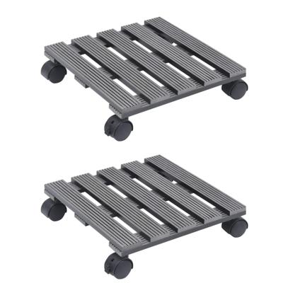 VidaXL Plantentrolleys 2 st 30x30x7,5 cm hkc grijs