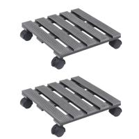 VidaXL Plantentrolleys 2 st 30x30x7,5 cm hkc grijs