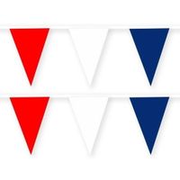 2x Rode/witte/blauwe Franse/Frankrijk slinger van stof 10 meter feestversiering   - - thumbnail
