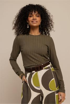 Studio Anneloes Rea Top 13482 T-shirt Lange Mouw 7400 New Army