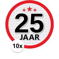 25 jaar leeftijd sticker - 10x - rond - Dia 15 cm - 25 jaar verjaardag - jubileum - leeftijd versier