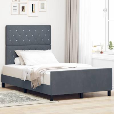 Bedframe met hoofdeinde Donkergrijs 120 x 200 cm Fluweel