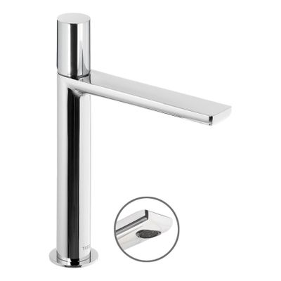 Wastafelkraan Tres Max | Opbouw | Mengkraan | Hoog model | 1-knop | Rond | Chroom