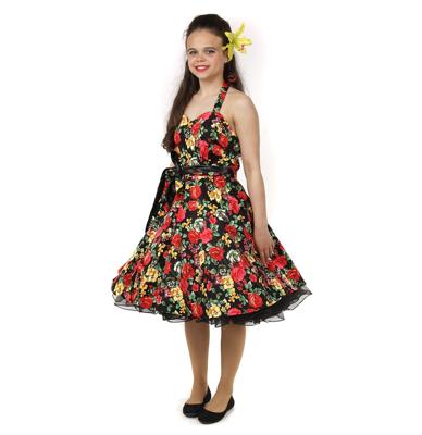 Audrey Halter Dress Black Floral-34 (NL)/ 8 (UK) | 41% korting