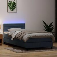 Boxspring met matras en LED fluweel donkergrijs 90x220 cm