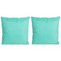 Set van 4x stuks bank/Sier kussens voor binnen en buiten in de kleur aqua blauw 45 x 45 cm Tuinkusse
