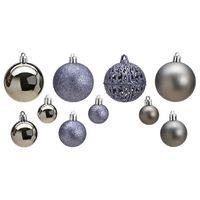 100x stuks kunststof kerstballen grijs 3, 4 en 6 cm - thumbnail