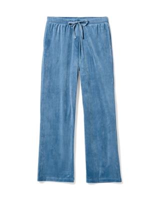 HEMA Dames loungebroek velours middenblauw (middenblauw)