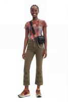 Cropped Flared jeans met borduursels - GREEN - 38