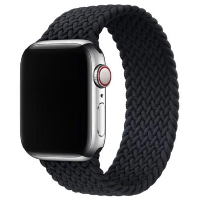Apple Watch Nylon Gevlochten Solo Band - Zwart - 44, 45, 46 & 49mm - L