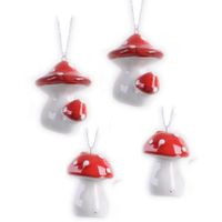 Kerstboom hangers set van 8x stuks paddenstoelen rood 4.5 x 4.5 cm