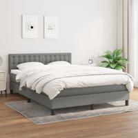 Boxspring met matras stof donkergrijs 140x200 cm