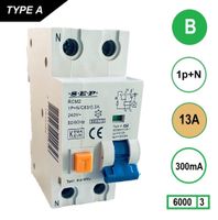 SEP Aardlekautomaat 13A B Kar 300mA 2 polig 36mm RCM2 Kema Keur 230V automaat en aardlek in een