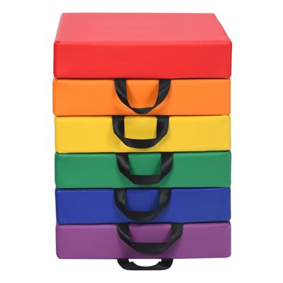 Set van 6 Kinderstoelkussens met Draagbare Handgrepen Veelkleurige Vierkante Zitkussens Kinderverhogingskussen met Ritssluiting