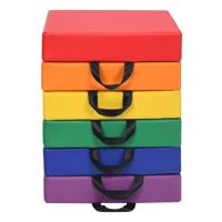 Set van 6 Kinderstoelkussens met Draagbare Handgrepen Veelkleurige Vierkante Zitkussens Kinderverhogingskussen met Ritssluiting