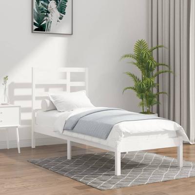 Bedframe massief hout wit 100x200 cm